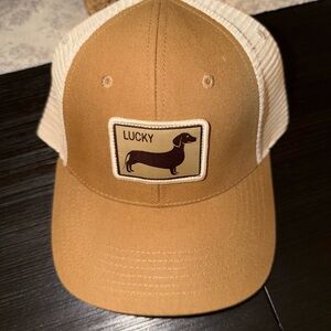 Lucky Brand Brown Trucker Hat with Dachshund Patch New